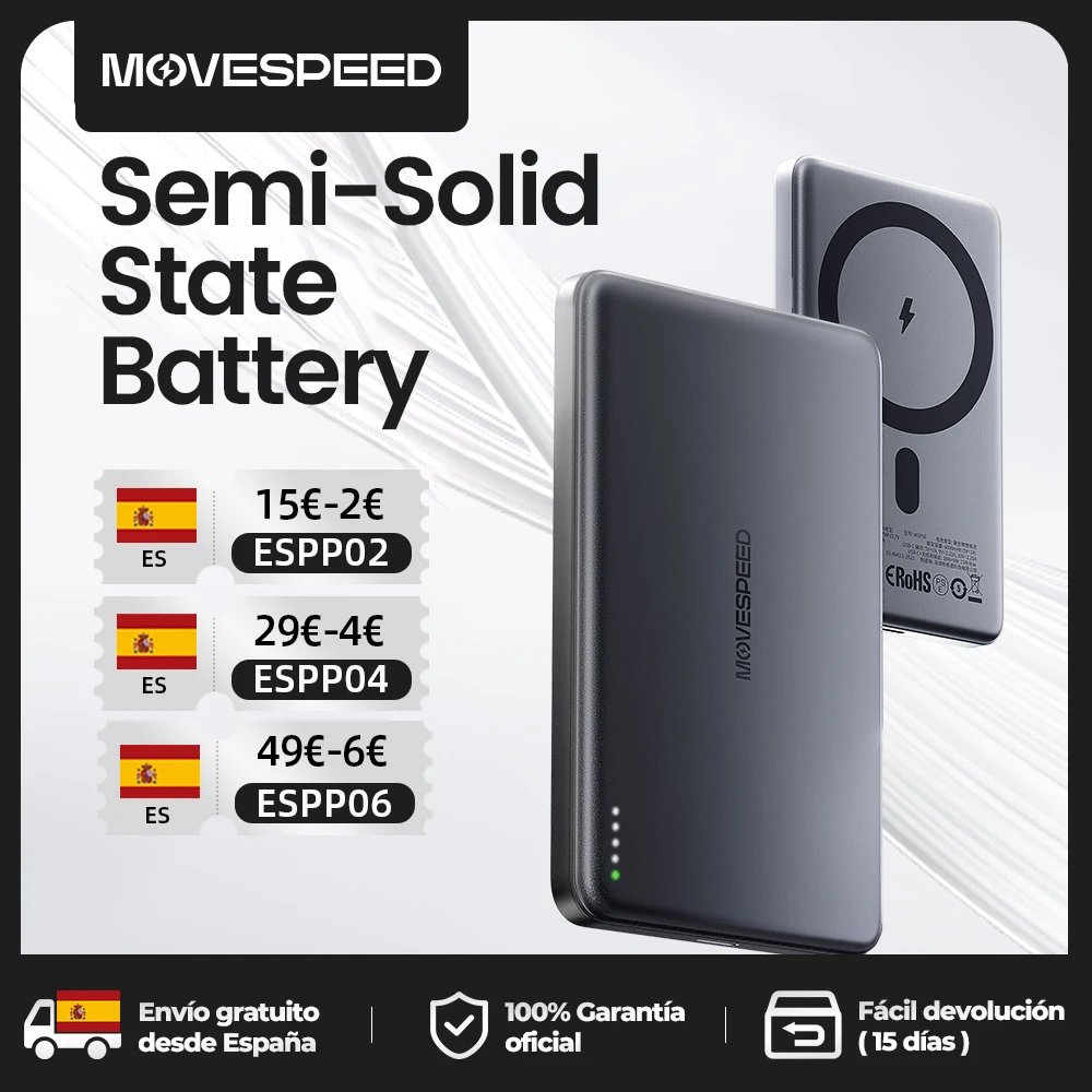 【CCC】MOVESPEED P07 Banco de energía de batería de estado sólido 10000 mAh 5000 mAh Banco de energía de carga inalámbrica magnética para iPhone 17 16 15