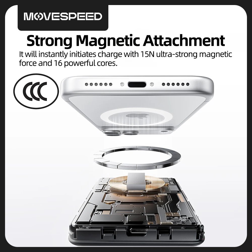 【CCC】MOVESPEED P07 Banco de energía de batería de estado sólido 10000 mAh 5000 mAh Banco de energía de carga inalámbrica magnética para iPhone 17 16 15 - Image 5