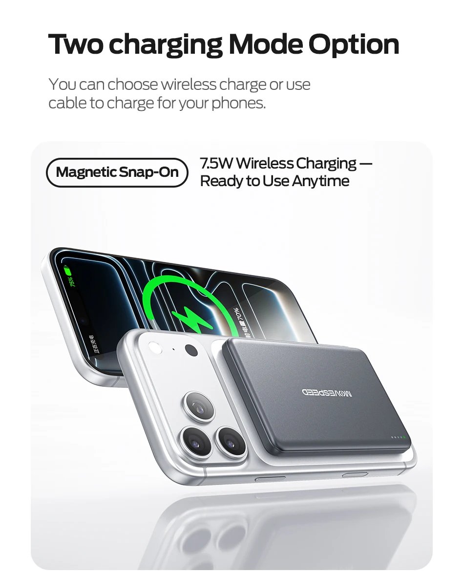 【CCC】MOVESPEED P07 Banco de energía de batería de estado sólido 10000 mAh 5000 mAh Banco de energía de carga inalámbrica magnética para iPhone 17 16 15 【CCC】MOVESPEED P07 Banco de energía de batería de estado sólido 10000 mAh 5000 mAh Banco de energía de carga inalámbrica magnética para iPhone 17 16 15