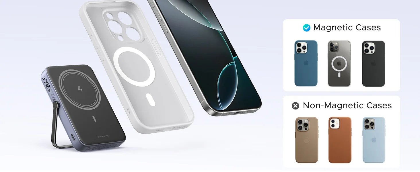 UGREEN UNO PowerBank Magnético 5000mAh, Power Bank Batería Magnética Externa Portátil de Carga Rápida PD 20W, Pantalla TFT, Salida / Entradas USB C Cargador Inalámbrico Wireless Compatible con MagSafe iPhone 17 16 15 14 13 12 Mini Plus Pro MAX - Negro