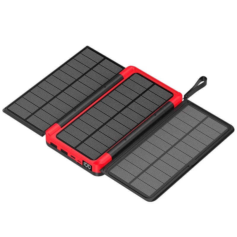 Banco de energía Solar plegable, cargador inalámbrico Qi, 3 paneles solares, para IPhone 15, 14, 13, Huawei, Xiaomi, 20000mAh - Image 3