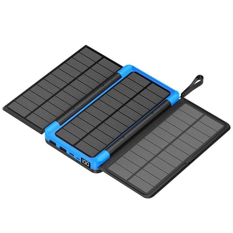 Banco de energía Solar plegable, cargador inalámbrico Qi, 3 paneles solares, para IPhone 15, 14, 13, Huawei, Xiaomi, 20000mAh - Image 4