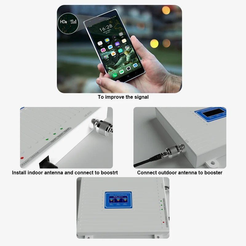 Amplificador de Señal Celular 2G 3G 4G 800 1800 2100 Mhz, Repetidor de Señal Móvil Banda 20 Banda 3 Banda 1, Amplificador de Señal LTE WCDMA 2100