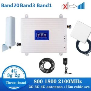 Amplificador de Señal Celular 2G 3G 4G 800 1800 2100 Mhz, Repetidor de Señal Móvil Banda 20 Banda 3 Banda 1, Amplificador de Señal LTE WCDMA 2100