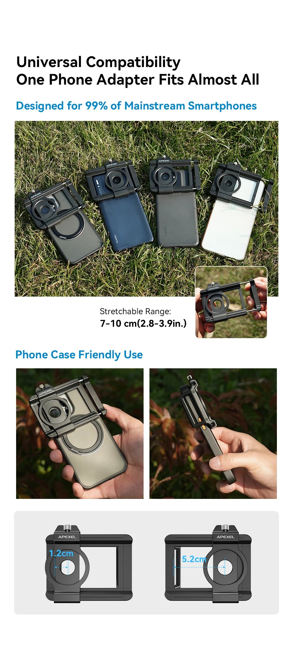 APEXEL Lente de zoom HD Metal 20x-60x Teleobjetivo Telescopio Lentes con trípode de metal para acampar Observación de aves iPhone 17 16 Android