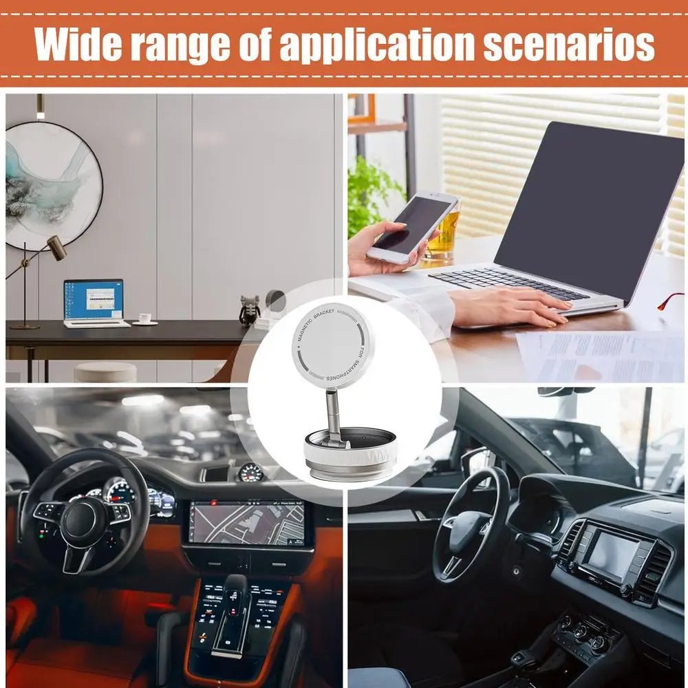 Soporte para teléfono de coche, soporte magnético plegable para teléfono, soporte giratorio para teléfono inteligente, accesorios interiores para teléfono y tableta