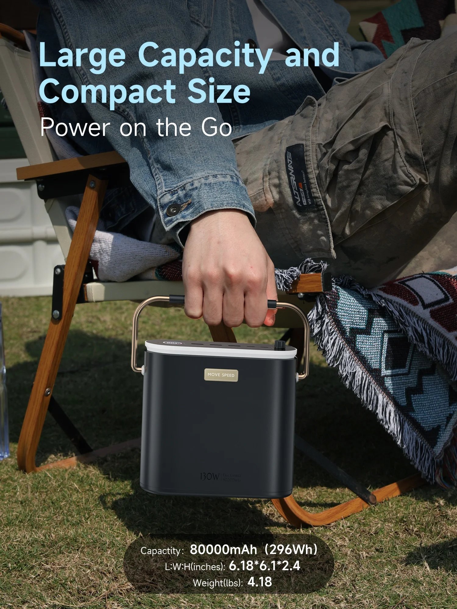 MOVESPEED S80 Banco de energía de gran capacidad 100W PD carga rápida batería externa estación de energía portátil para Camping portátil al aire libre