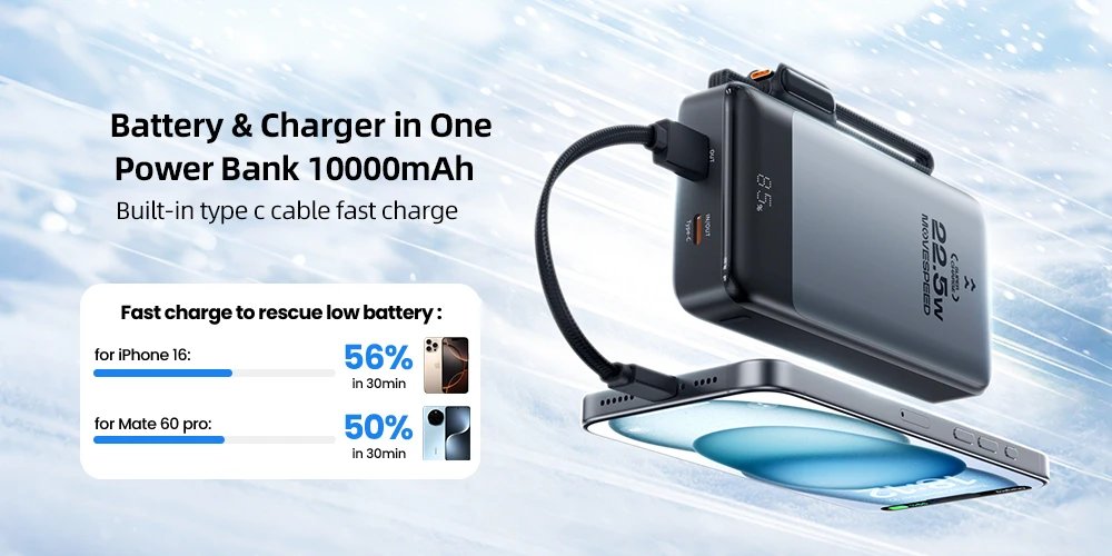 MOVESPEED S80 Banco de energía de gran capacidad 100W PD carga rápida batería externa estación de energía portátil para Camping portátil al aire libre