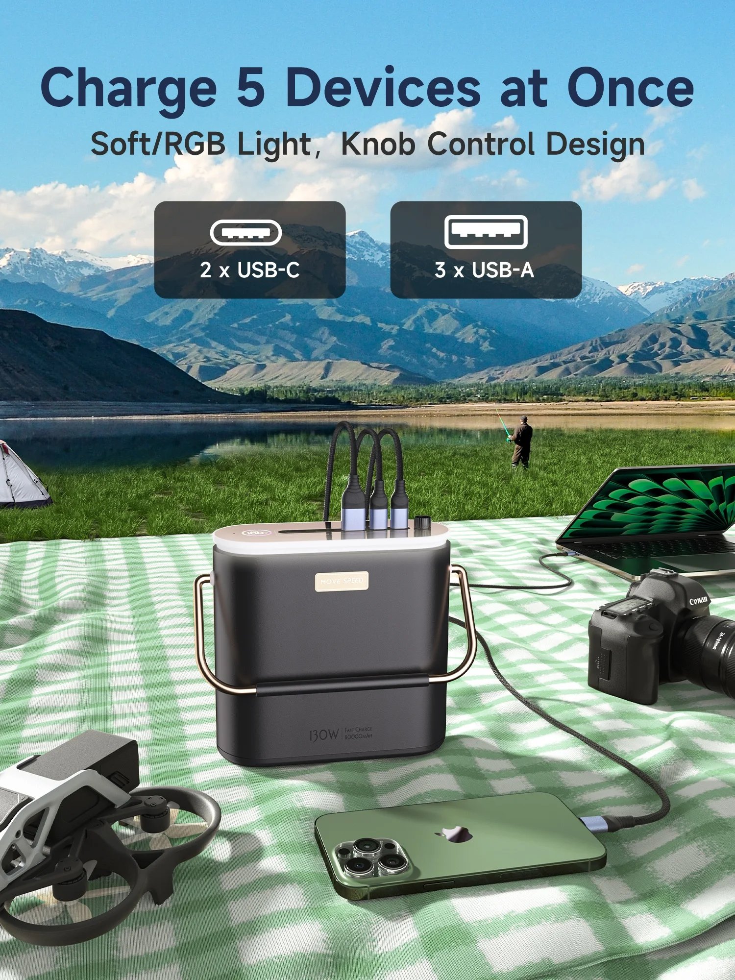 MOVESPEED S80 Banco de energía de gran capacidad 100W PD carga rápida batería externa estación de energía portátil para Camping portátil al aire libre