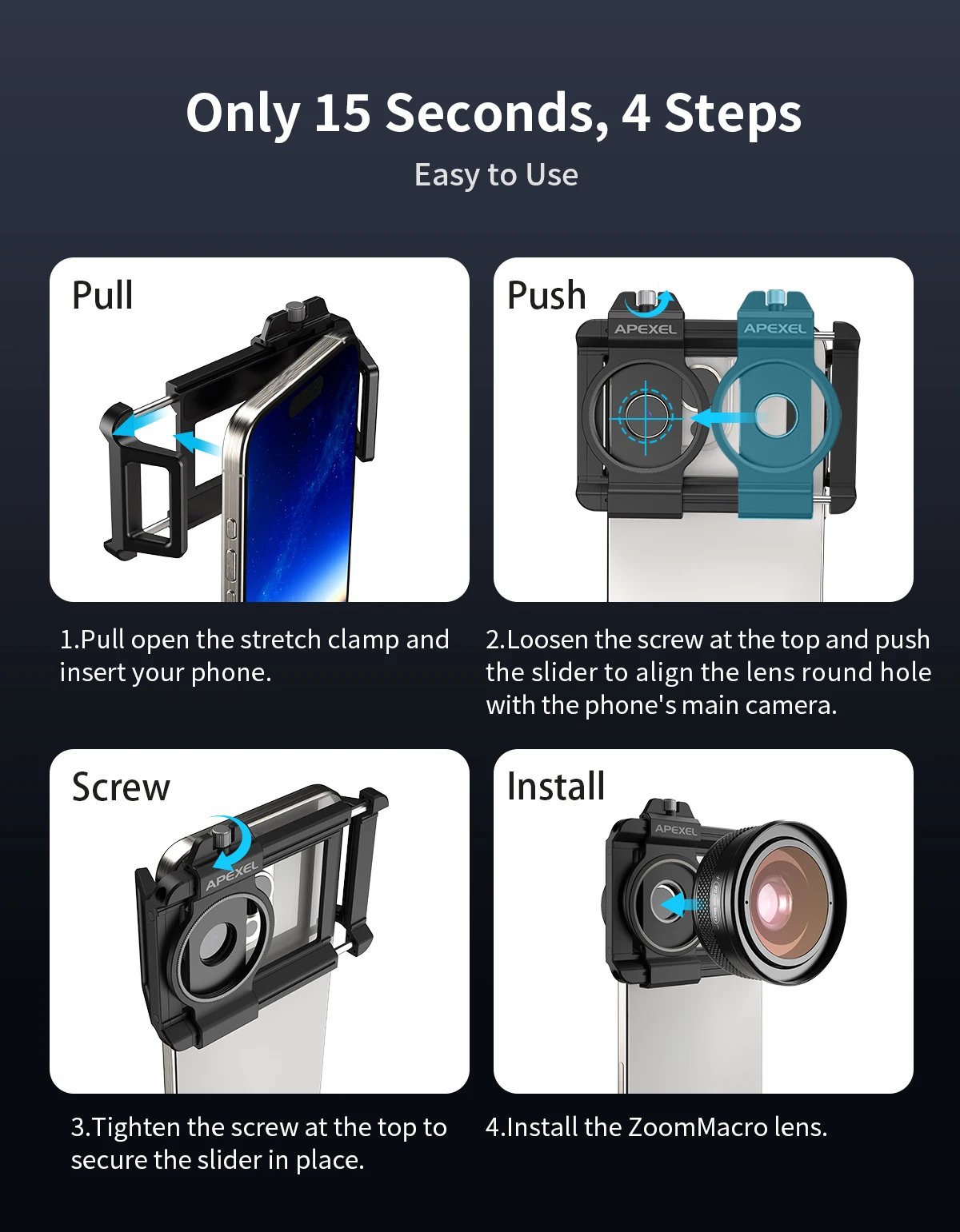 APEXEL 10-20X Zoom Macro lente HD cámara de teléfono móvil Micro lentes para iPhone 17/PRO MAX Samsung casi todos los teléfonos inteligentes foto