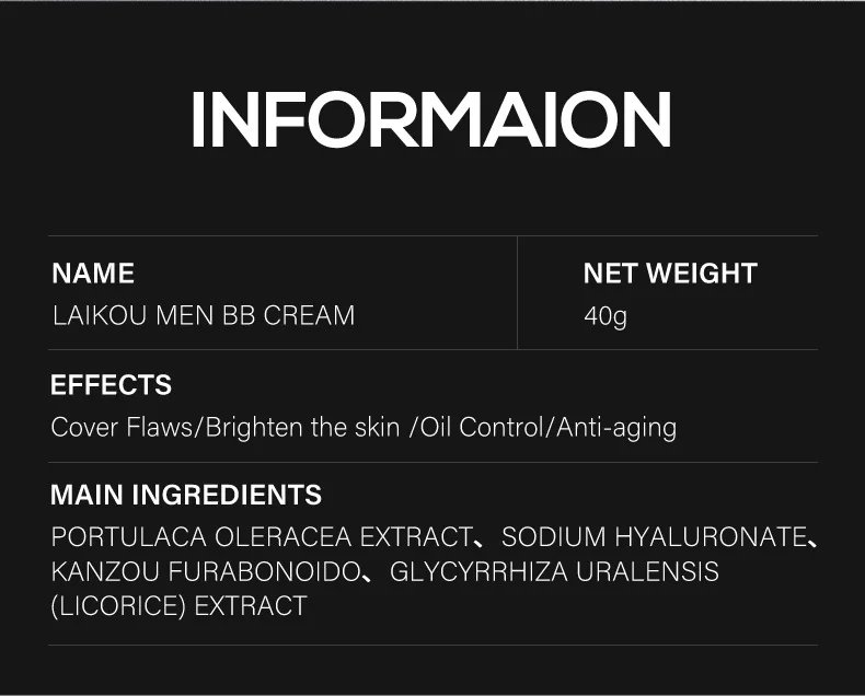 Crema BB blanqueadora para hombre, corrector con control de aceite, elimina pecas, ilumina la piel, fácil de usar, maquillaje cosmético, líquido Facial