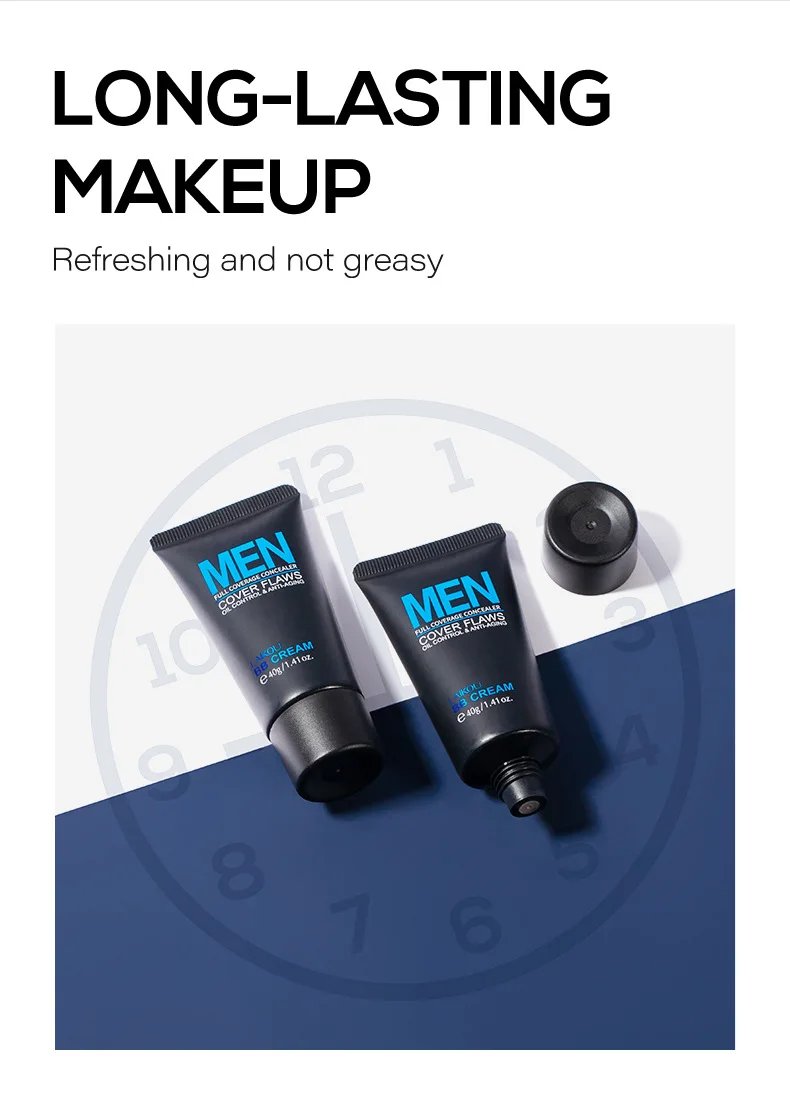 Crema BB blanqueadora para hombre, corrector con control de aceite, elimina pecas, ilumina la piel, fácil de usar, maquillaje cosmético, líquido Facial