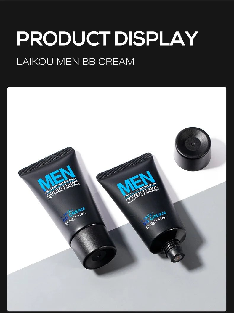 Crema BB blanqueadora para hombre, corrector con control de aceite, elimina pecas, ilumina la piel, fácil de usar, maquillaje cosmético, líquido Facial