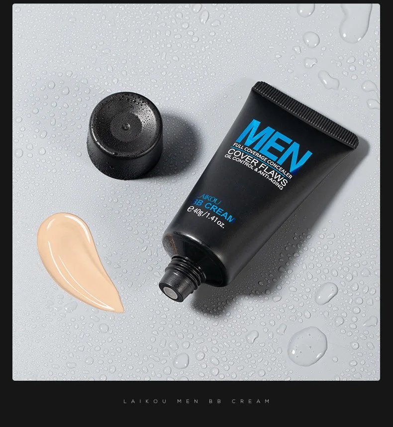 Crema BB blanqueadora para hombre, corrector con control de aceite, elimina pecas, ilumina la piel, fácil de usar, maquillaje cosmético, líquido Facial