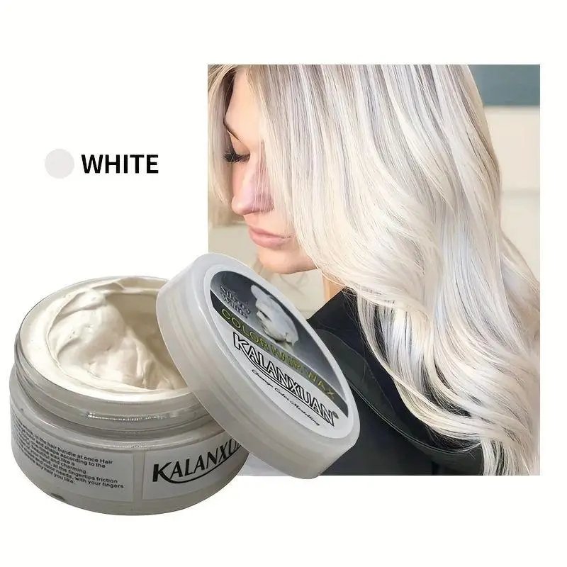 Cera temporal para Color de cabello para hombres, barro Diy, pasta de moldeo de una sola vez, crema de tinte, Gel para teñir el cabello, estilismo, gris plateado, 100g T6I3