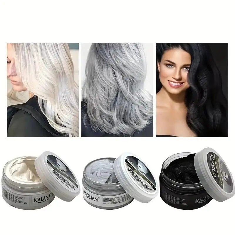 Cera temporal para Color de cabello para hombres, barro Diy, pasta de moldeo de una sola vez, crema de tinte, Gel para teñir el cabello, estilismo, gris plateado, 100g T6I3
