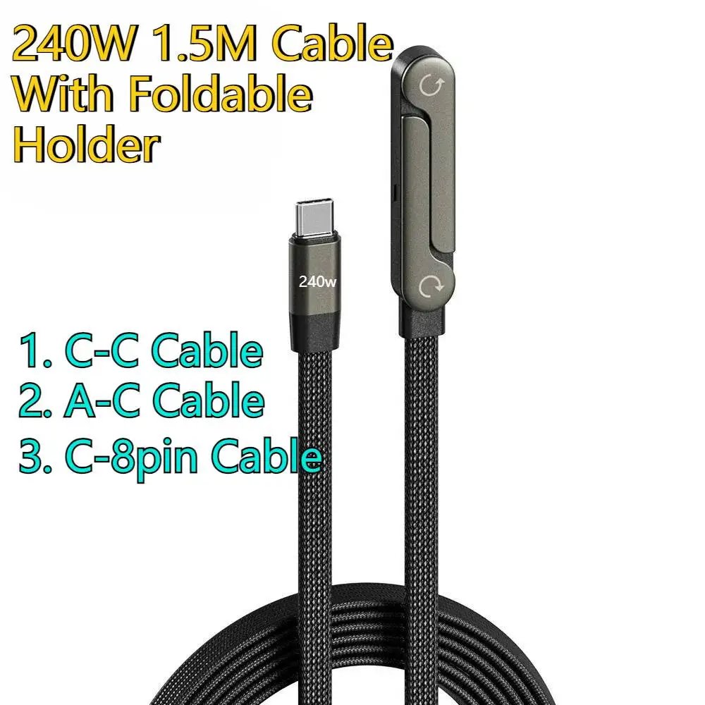 Cable de Carga Plano para Móvil, Cargador USB Tipo C, Soporte para Teléfono Celular, Cable de Datos GSM, Carga Ultra Rápida, Cable Tipo C