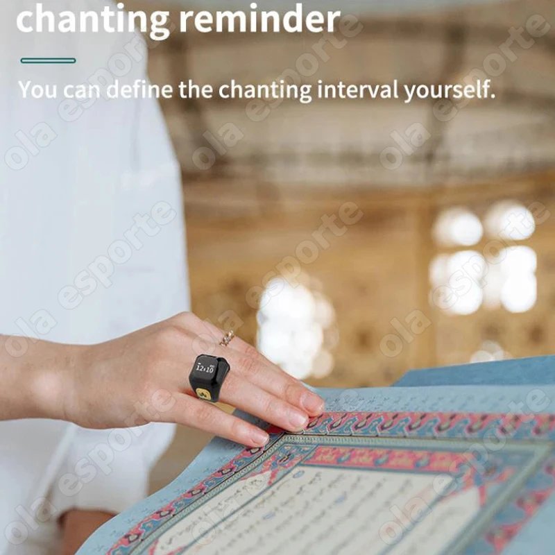 Anillo inteligente musulmán Qibla Zikr, contador Tasbeeh, 5 recordatorios de tiempo de oración, anillos inteligentes impermeables para hombres y mujeres musulmanas, novedad de 2026
