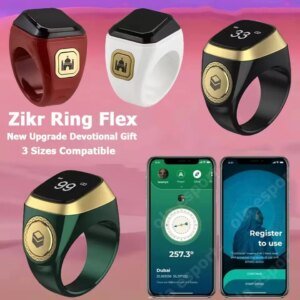 Anillo inteligente musulmán Qibla Zikr, contador Tasbeeh, 5 recordatorios de tiempo de oración, anillos inteligentes impermeables para hombres y mujeres musulmanas, novedad de 2026