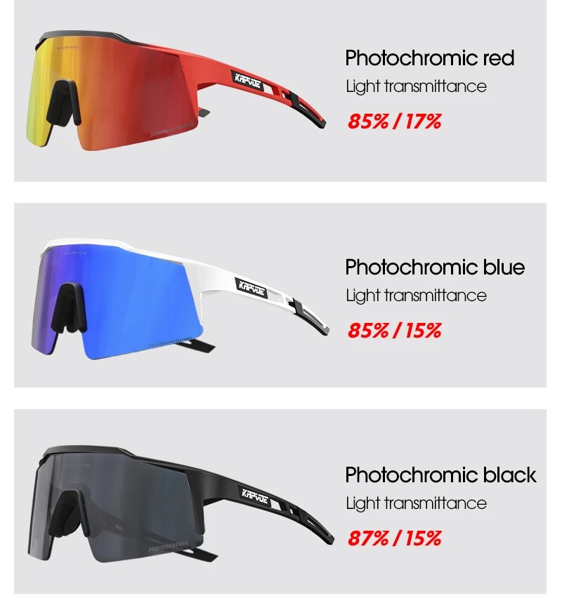Kapvoe gafas de sol fotocromáticas para ciclismo al aire libre para hombres gafas de ciclismo gafas de bicicleta de montaña mujeres deportes correr gafas UV400