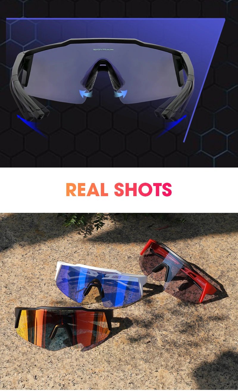 Kapvoe gafas de sol fotocromáticas para ciclismo al aire libre para hombres gafas de ciclismo gafas de bicicleta de montaña mujeres deportes correr gafas UV400
