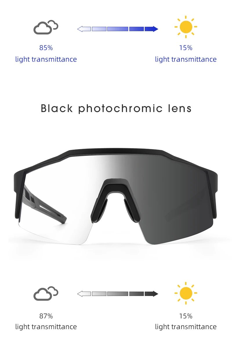 Kapvoe gafas de sol fotocromáticas para ciclismo al aire libre para hombres gafas de ciclismo gafas de bicicleta de montaña mujeres deportes correr gafas UV400