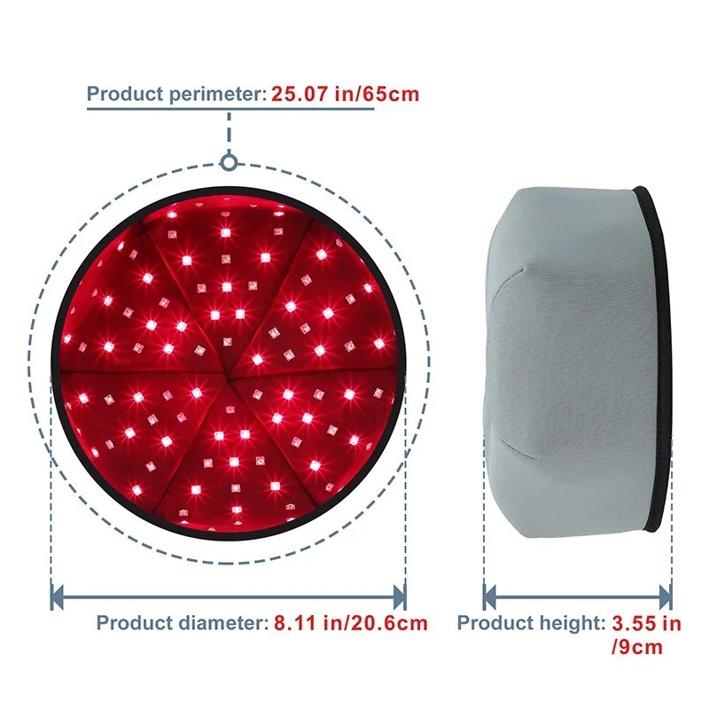 Dispositivo de gorro de terapia de luz roja, casco LED cerca de infrarrojos para tratamiento del crecimiento del cabello, sombrero para prevenir la pérdida, relajación de la cabeza, alivio del cuero cabelludo