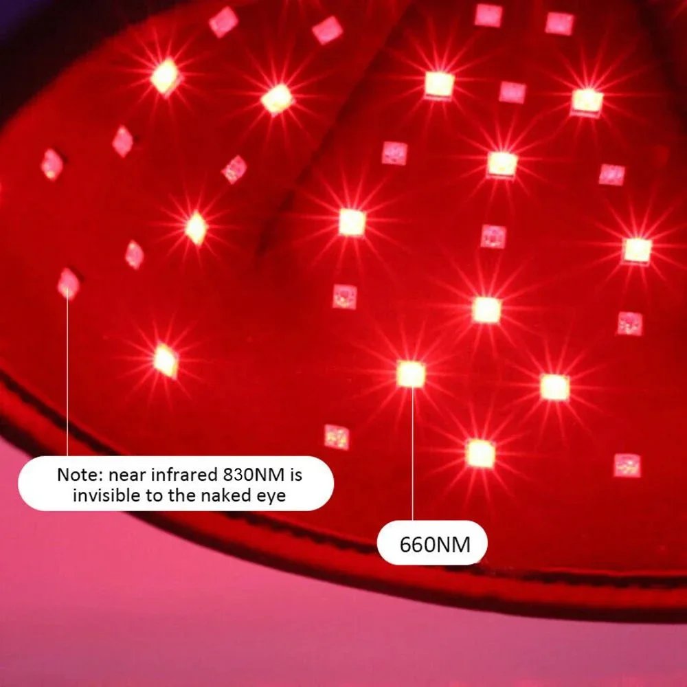 Dispositivo de gorro de terapia de luz roja, casco LED cerca de infrarrojos para tratamiento del crecimiento del cabello, sombrero para prevenir la pérdida, relajación de la cabeza, alivio del cuero cabelludo