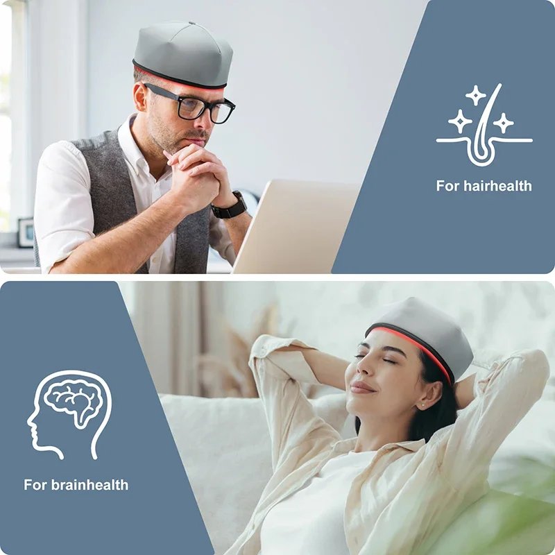 Dispositivo de gorro de terapia de luz roja, casco LED cerca de infrarrojos para tratamiento del crecimiento del cabello, sombrero para prevenir la pérdida, relajación de la cabeza, alivio del cuero cabelludo