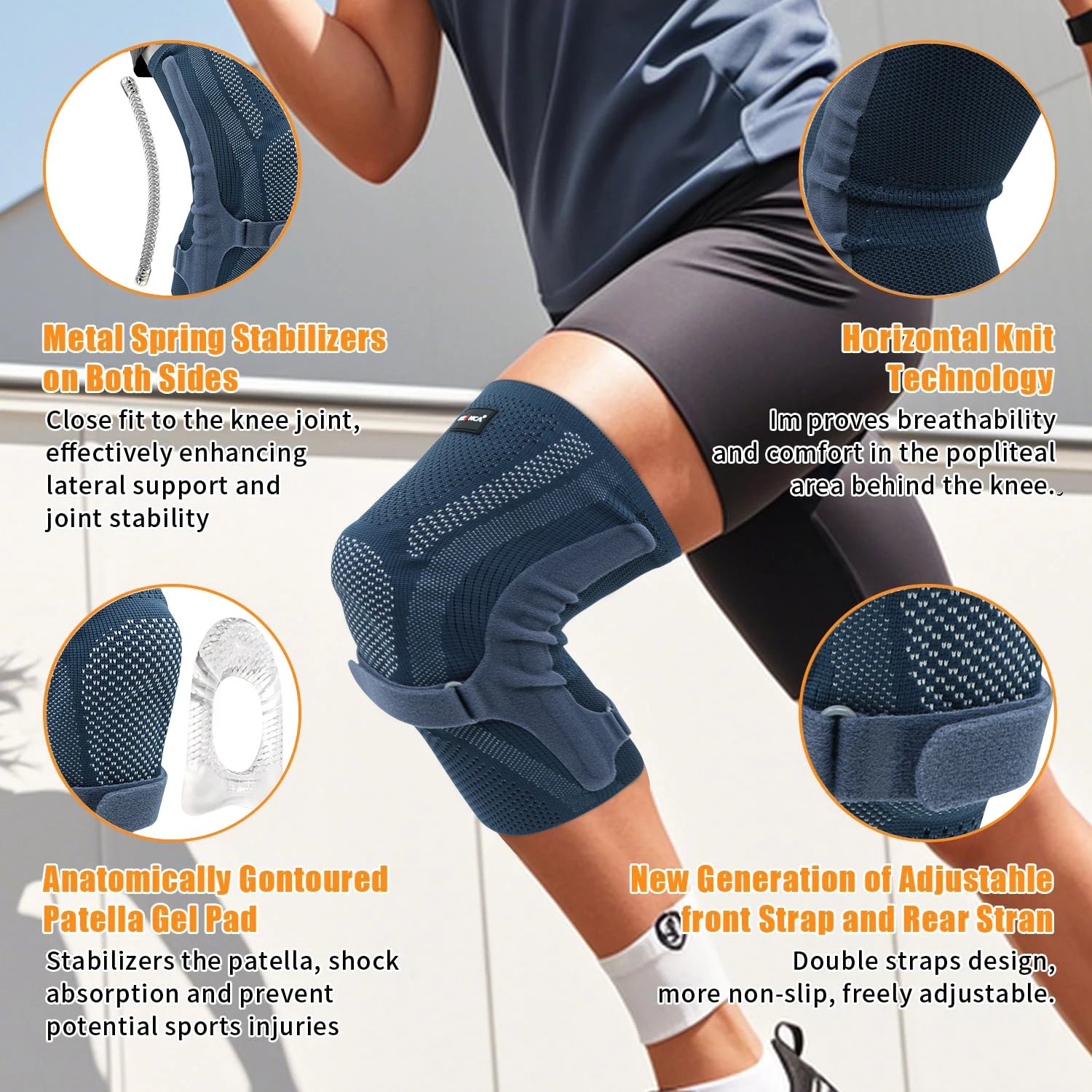 Rodillera NEENCA con almohadilla para rótula y estabilizadores laterales, soporte de manga de compresión de rodilla para mujeres y hombres ACL/PCL, deportes para correr