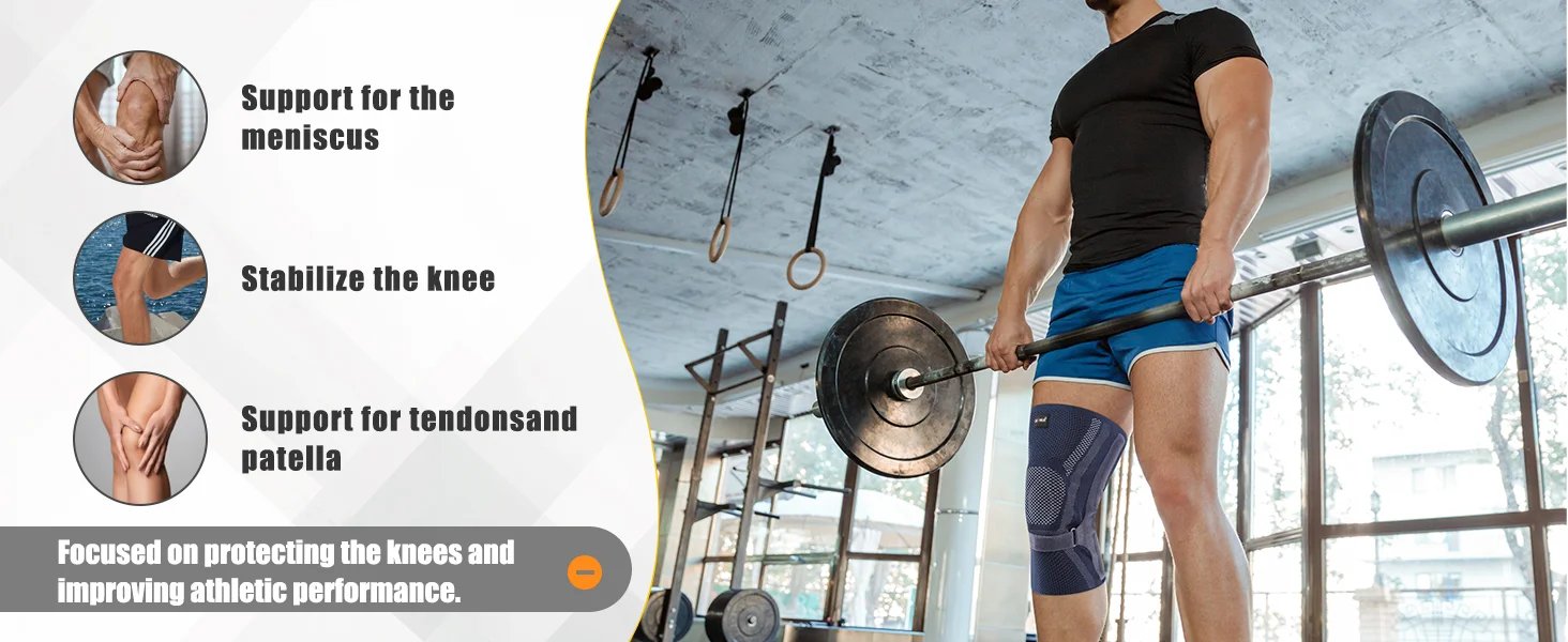 Rodillera NEENCA con almohadilla para rótula y estabilizadores laterales, soporte de manga de compresión de rodilla para mujeres y hombres ACL/PCL, deportes para correr