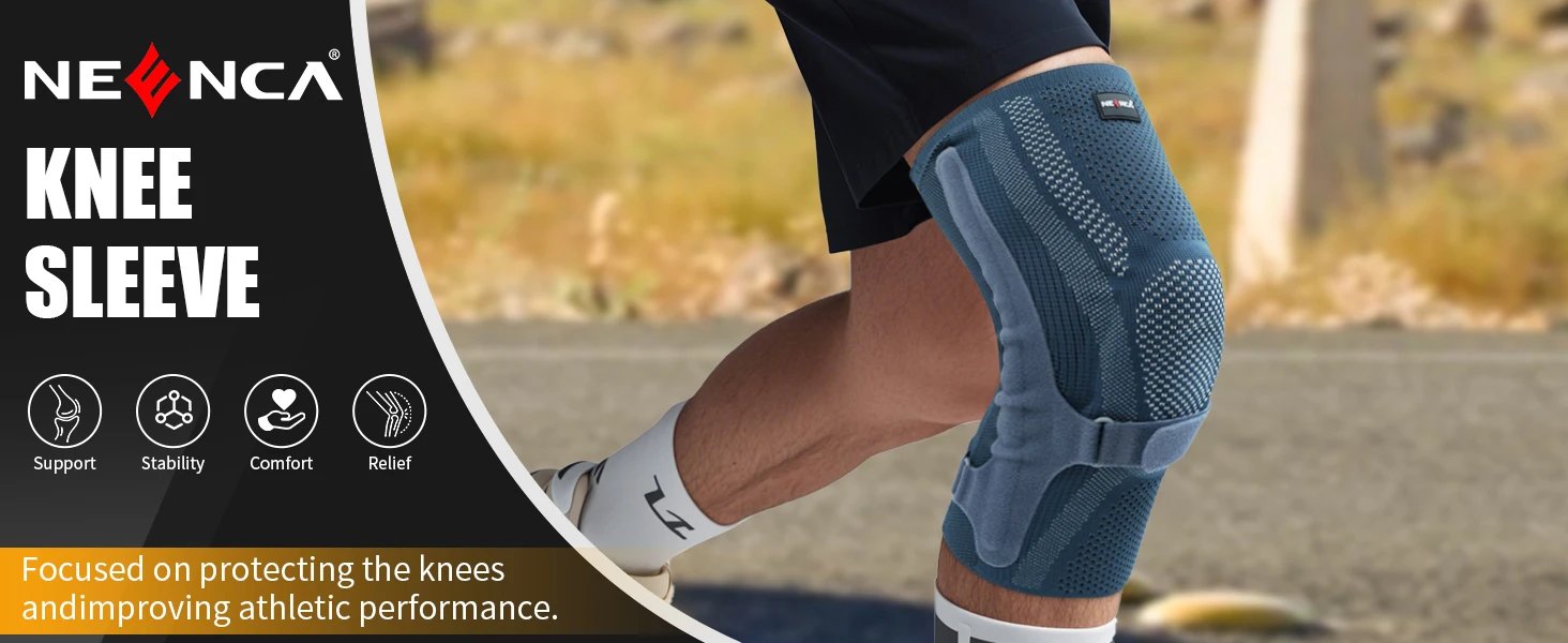 Rodillera NEENCA con almohadilla para rótula y estabilizadores laterales, soporte de manga de compresión de rodilla para mujeres y hombres ACL/PCL, deportes para correr