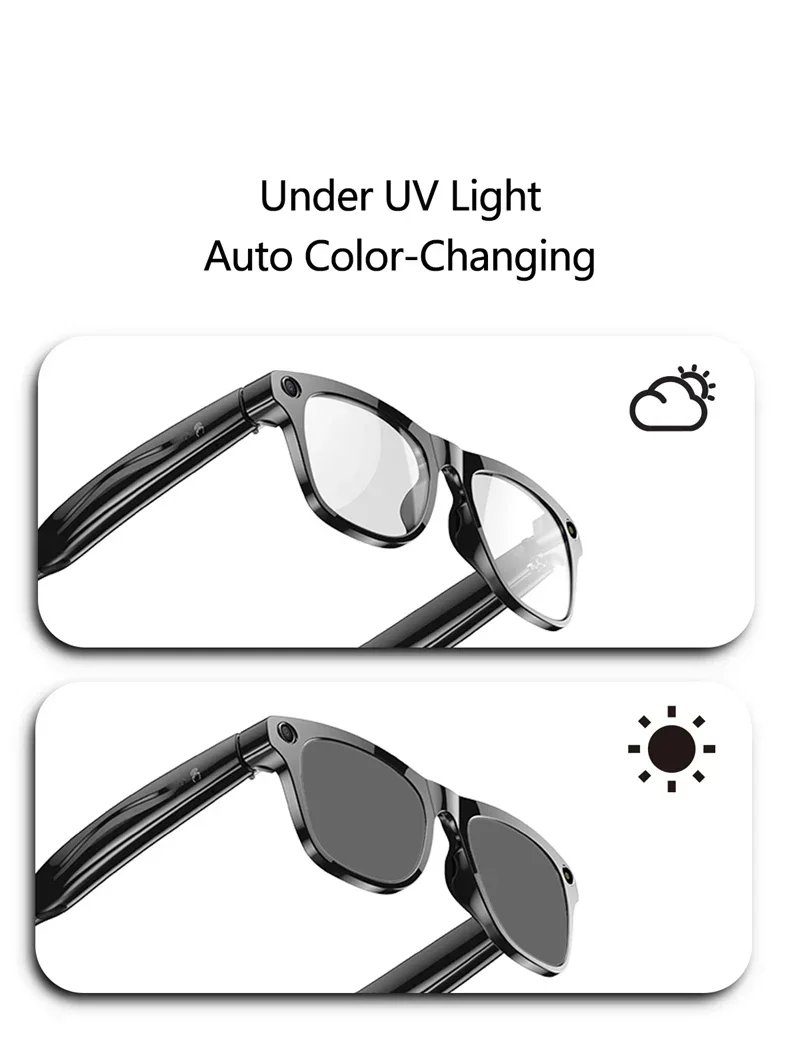 Gafas con Cámara HD 6K e IA, 800MP, Fotocromáticas, Multifuncionales, Inteligentes, con Bluetooth, Llamadas, Fotos, Video, ChatGPT, Música y Traducción