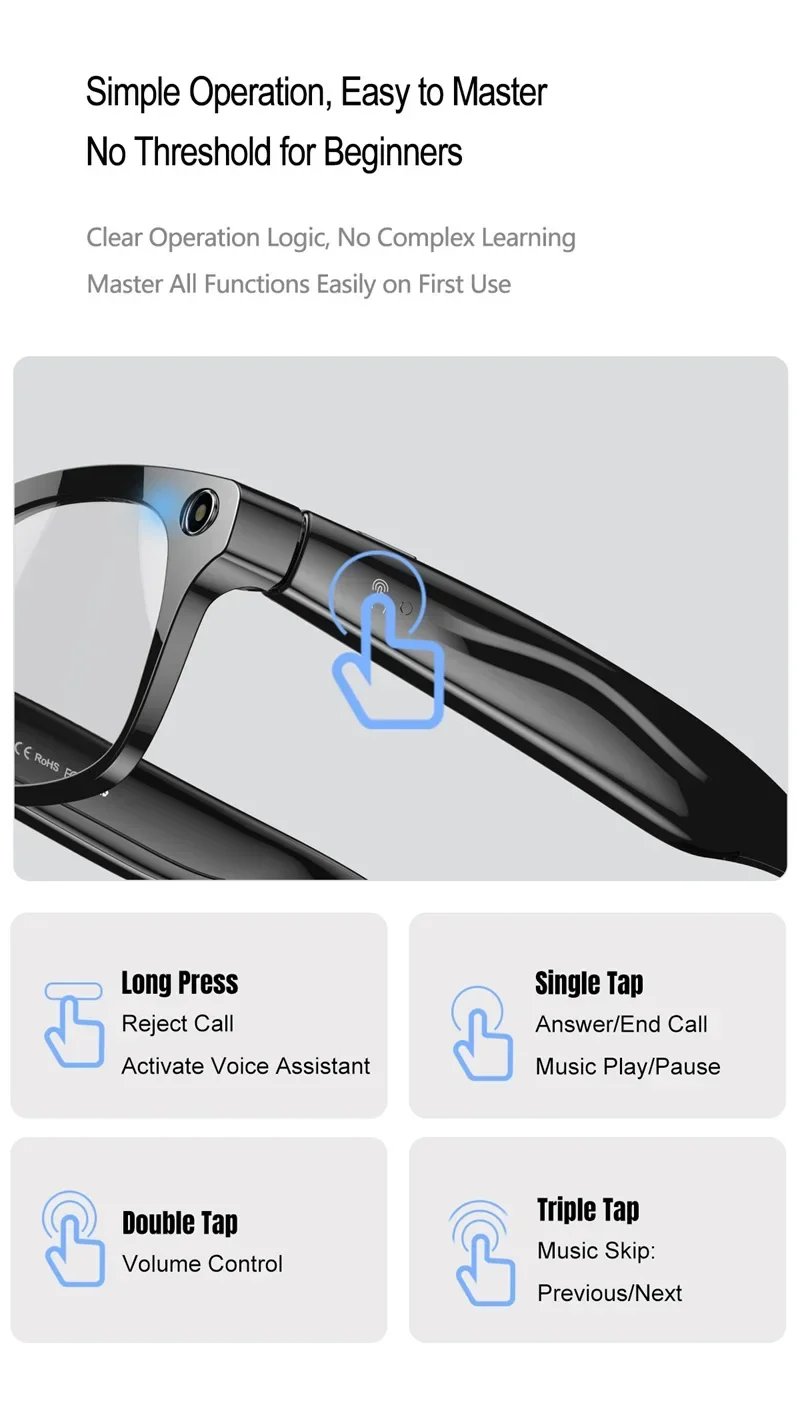 Gafas con Cámara HD 6K e IA, 800MP, Fotocromáticas, Multifuncionales, Inteligentes, con Bluetooth, Llamadas, Fotos, Video, ChatGPT, Música y Traducción