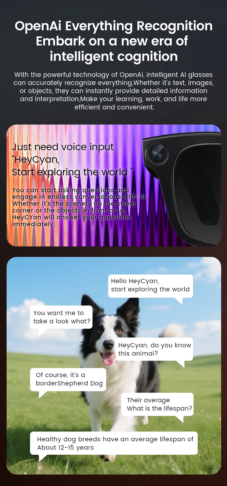 2026 gafas inteligentes HD foto vídeo OpenAI registro traducción lentes fotocromáticos táctiles Bluetooth llamada música gafas multifunción