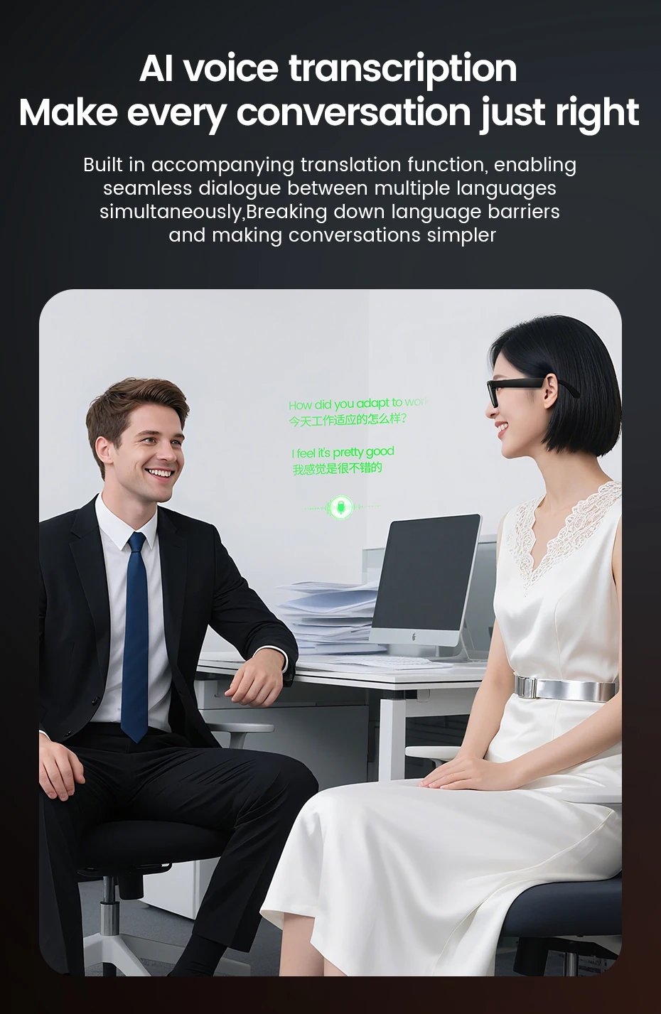 2026 gafas inteligentes HD foto vídeo OpenAI registro traducción lentes fotocromáticos táctiles Bluetooth llamada música gafas multifunción