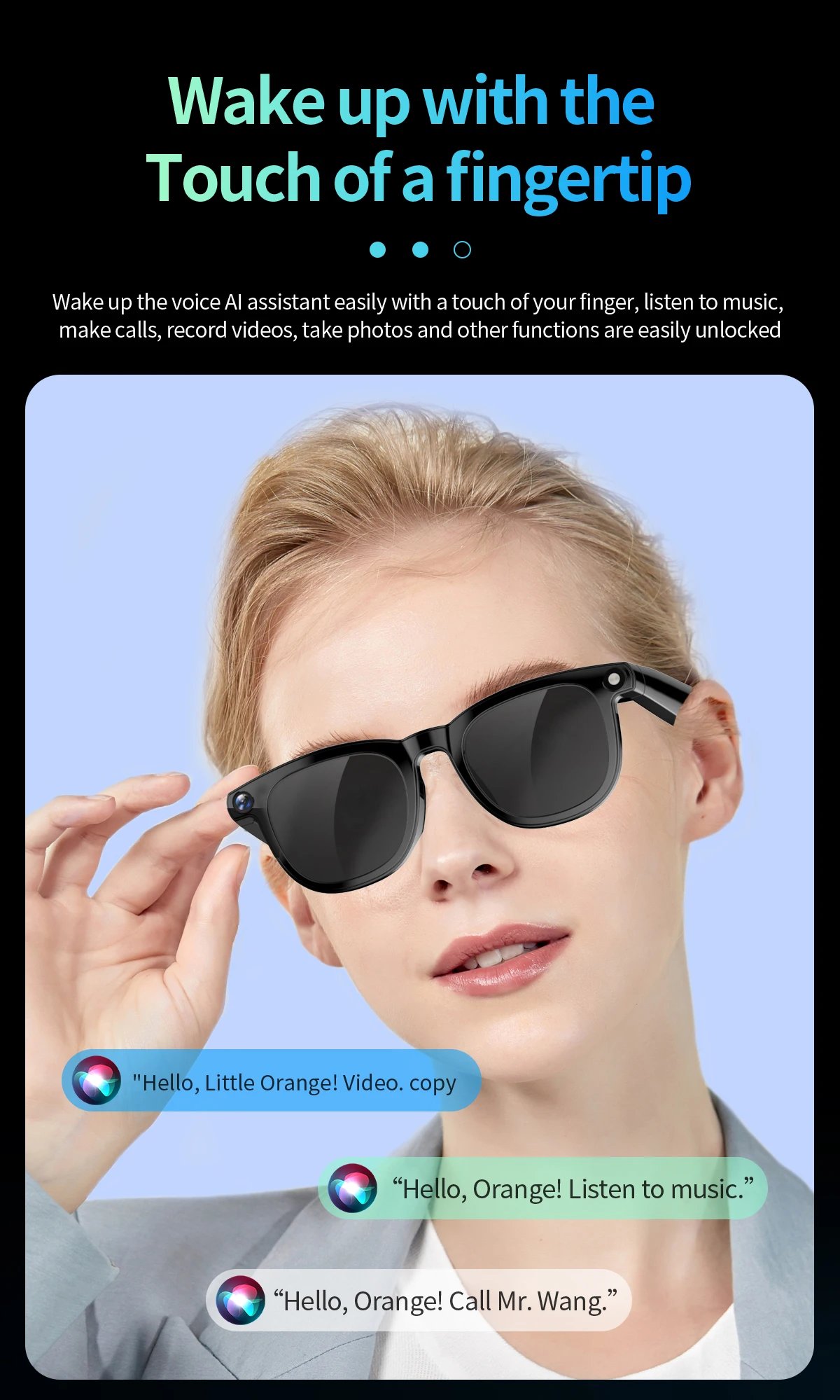 Gafas AI inteligentes 2 en 1 4K, 800W píxeles, cámara de disparo AI, foto HD, vídeo, traducción de llamadas de voz, gafas AI Bluetooth impermeables
