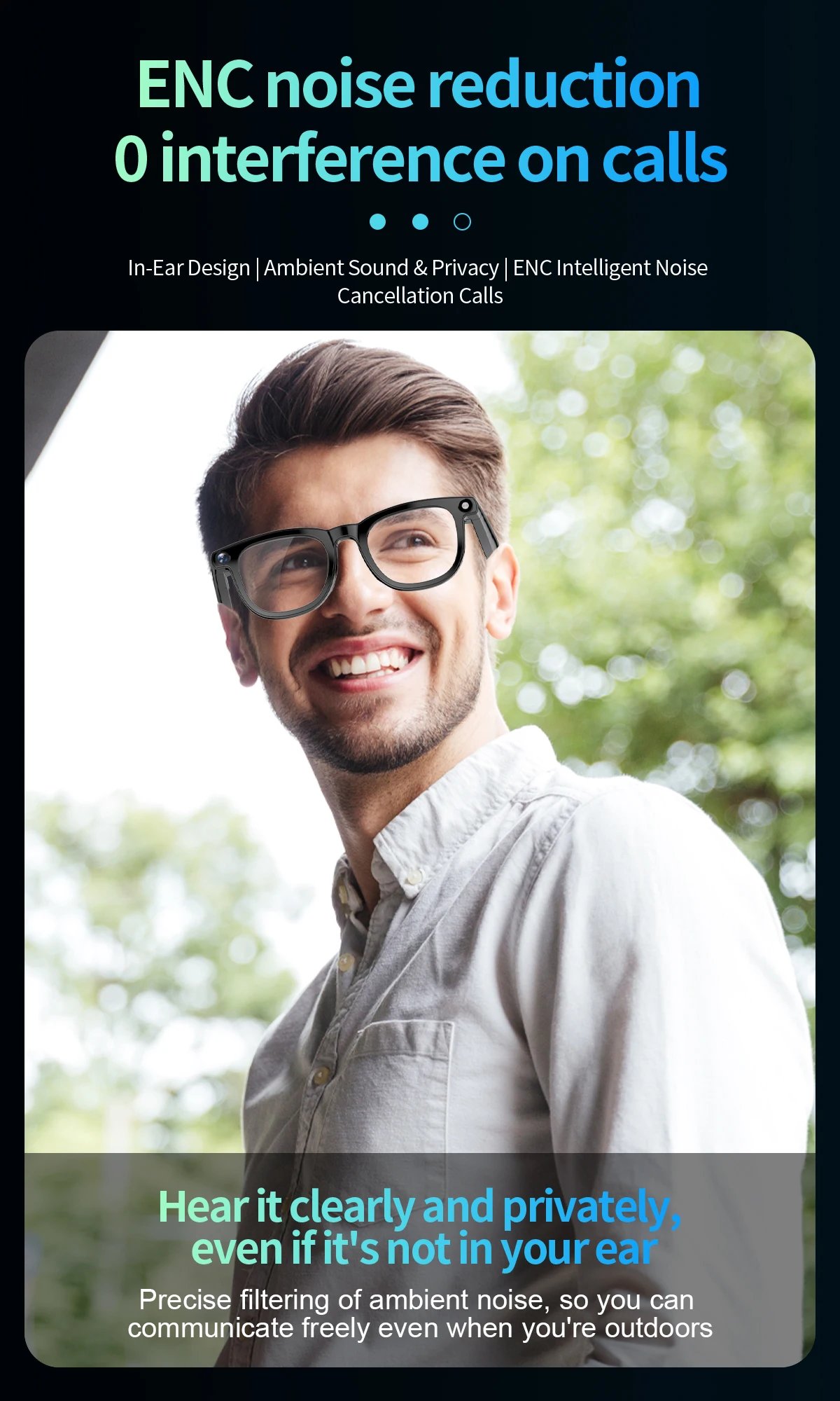 Gafas AI inteligentes 2 en 1 4K, 800W píxeles, cámara de disparo AI, foto HD, vídeo, traducción de llamadas de voz, gafas AI Bluetooth impermeables