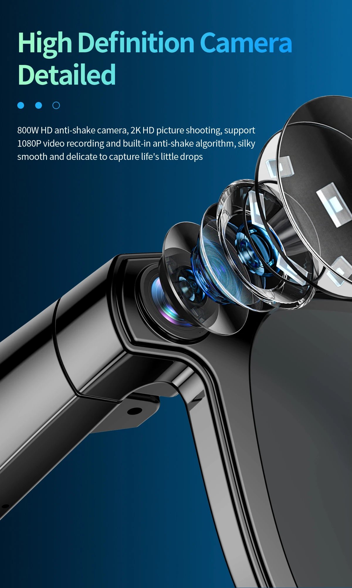 Gafas AI inteligentes 2 en 1 4K, 800W píxeles, cámara de disparo AI, foto HD, vídeo, traducción de llamadas de voz, gafas AI Bluetooth impermeables