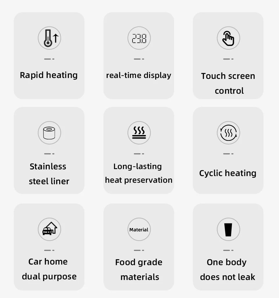 Calentador de agua para automóvil - Taza aislada con pantalla digital inteligente de 12 V/24 V, Hervidor eléctrico universal para vehículos
