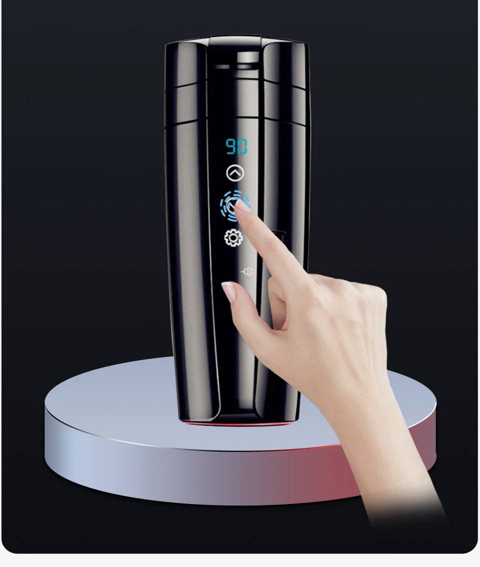 Calentador de agua para automóvil - Taza aislada con pantalla digital inteligente de 12 V/24 V, Hervidor eléctrico universal para vehículos