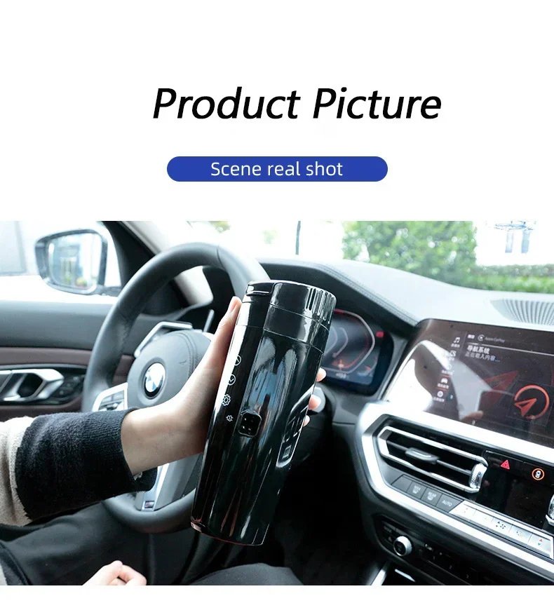 Calentador de agua para automóvil - Taza aislada con pantalla digital inteligente de 12 V/24 V, Hervidor eléctrico universal para vehículos
