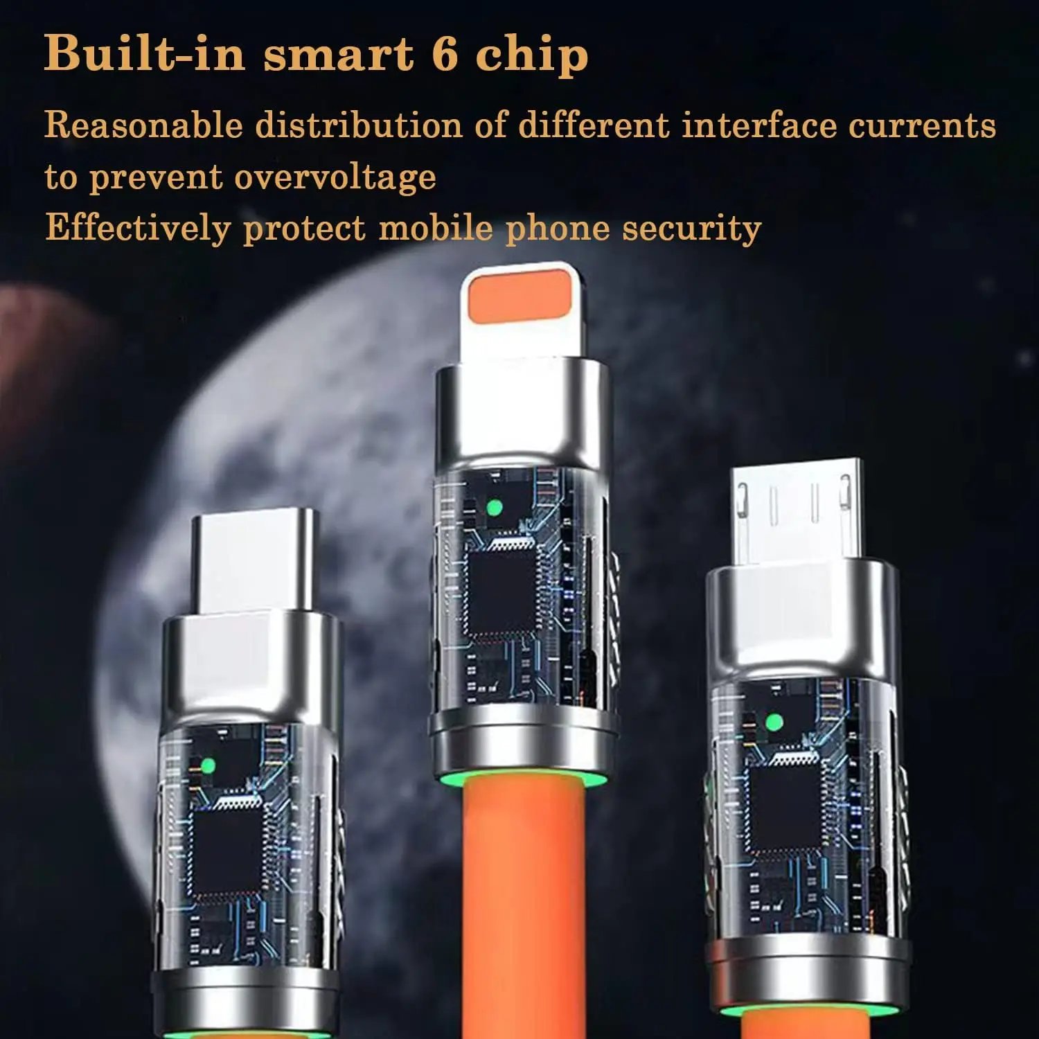 Cable Multi USB 3 en 1,Cable de datos carga rápida USB 3 en 1 6A/120W Aleación de Zinc, Cable Versión Más Gruesa Compatible con iph/Micro/Type-C, (1.2Metro)