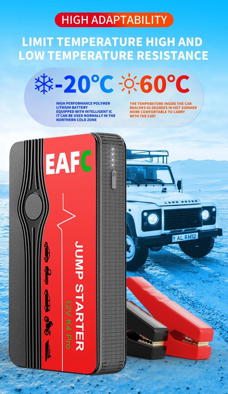 EAFC arrancador de batería de coche banco de energía arrancador de batería de coche 600A12V dispositivo de arranque automático con luz LED para refuerzo de batería automática Buster