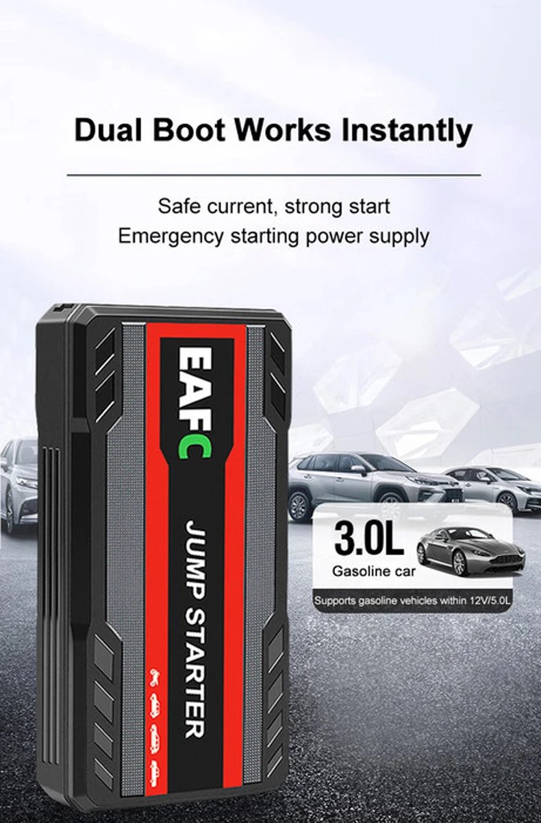 EAFC arrancador de batería de coche banco de energía arrancador de batería de coche 600A12V dispositivo de arranque automático con luz LED para refuerzo de batería automática Buster