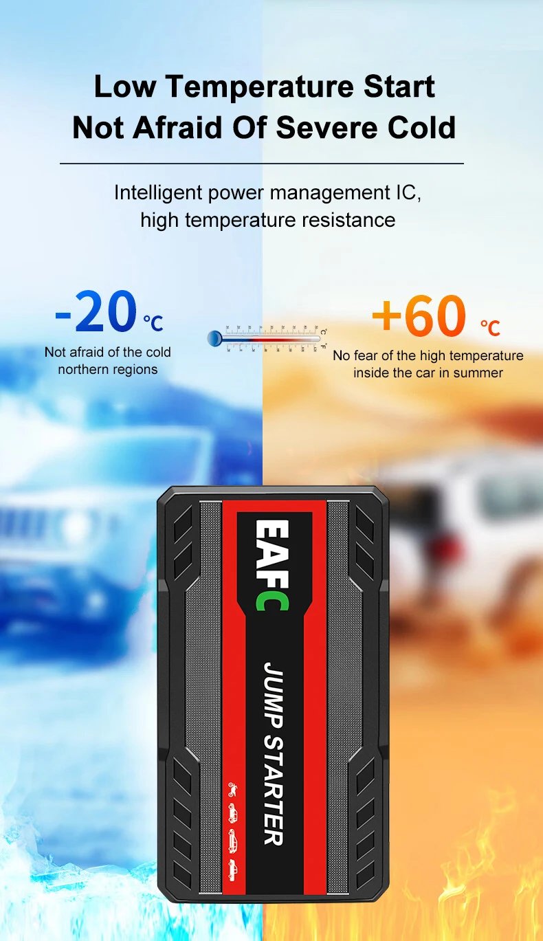 EAFC arrancador de batería de coche banco de energía arrancador de batería de coche 600A12V dispositivo de arranque automático con luz LED para refuerzo de batería automática Buster