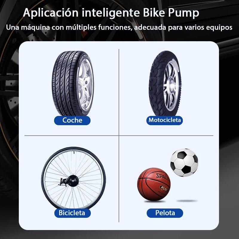 Bomba infladora inalámbrica portátil recargable para coche, inflador de neumáticos, compresor de aire, pantalla de visualización