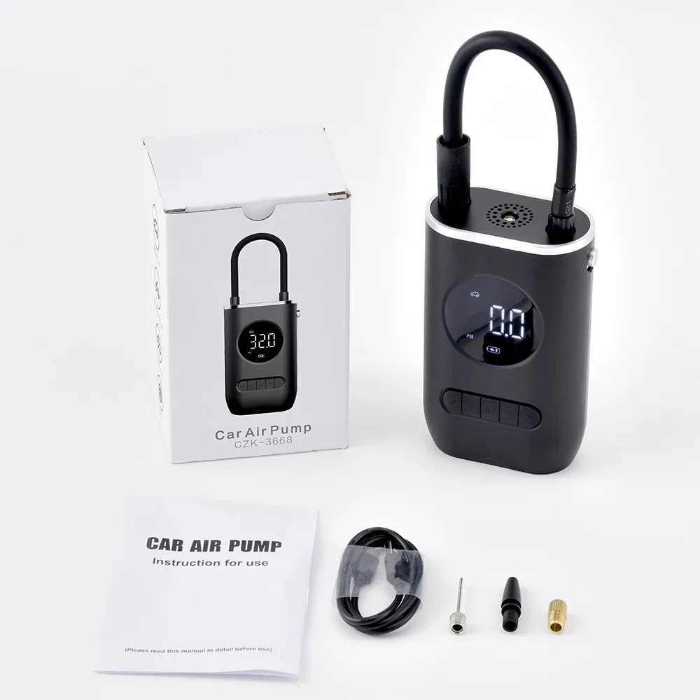 Bomba infladora inalámbrica portátil recargable para coche, inflador de neumáticos, compresor de aire, pantalla de visualización
