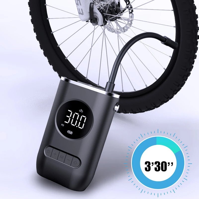 Bomba infladora inalámbrica portátil recargable para coche, inflador de neumáticos, compresor de aire, pantalla de visualización