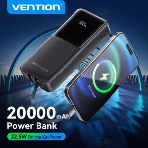 Vention 22,5 W Power Bank 20000mAh 10000mAh cargador rápido portátil PowerBank para iPhone 15 14 13 Pro Max Xiaomi Samsung carga
